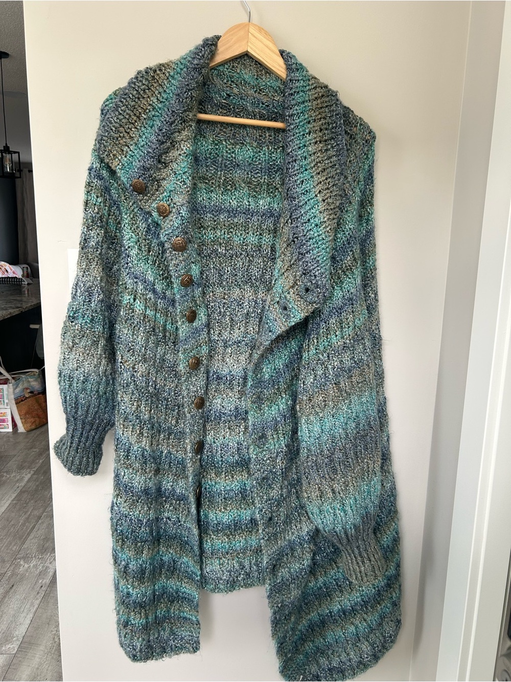 Cozy Chunky Knit Open-Front Cardigan Sweater - Blue Green